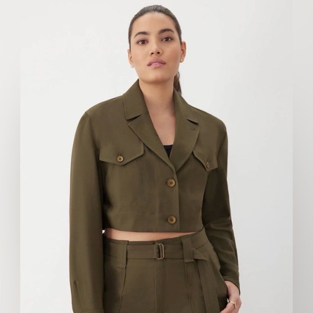 NWT GATQ Women’s Olive Green Utility Cropped Shirt Jacket - Large - Picture 7 of 12